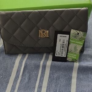 Badgley Mischka Quilted Vegan Leather Wallet in Gray NWT